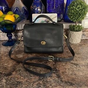 Vintage Coach 9870 Black Leather Crossbody Bag
